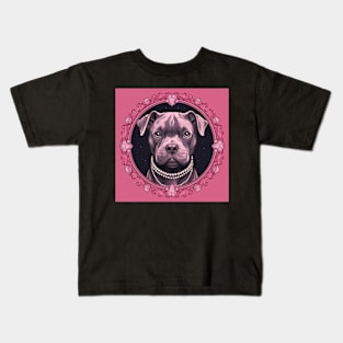 Staffy With Pearls Kids T-Shirt